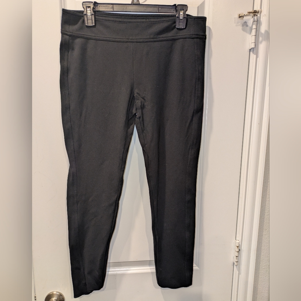 Diane von Furstenberg DVF Black Stretch Leggings Womens Size 12 Designer Minimal